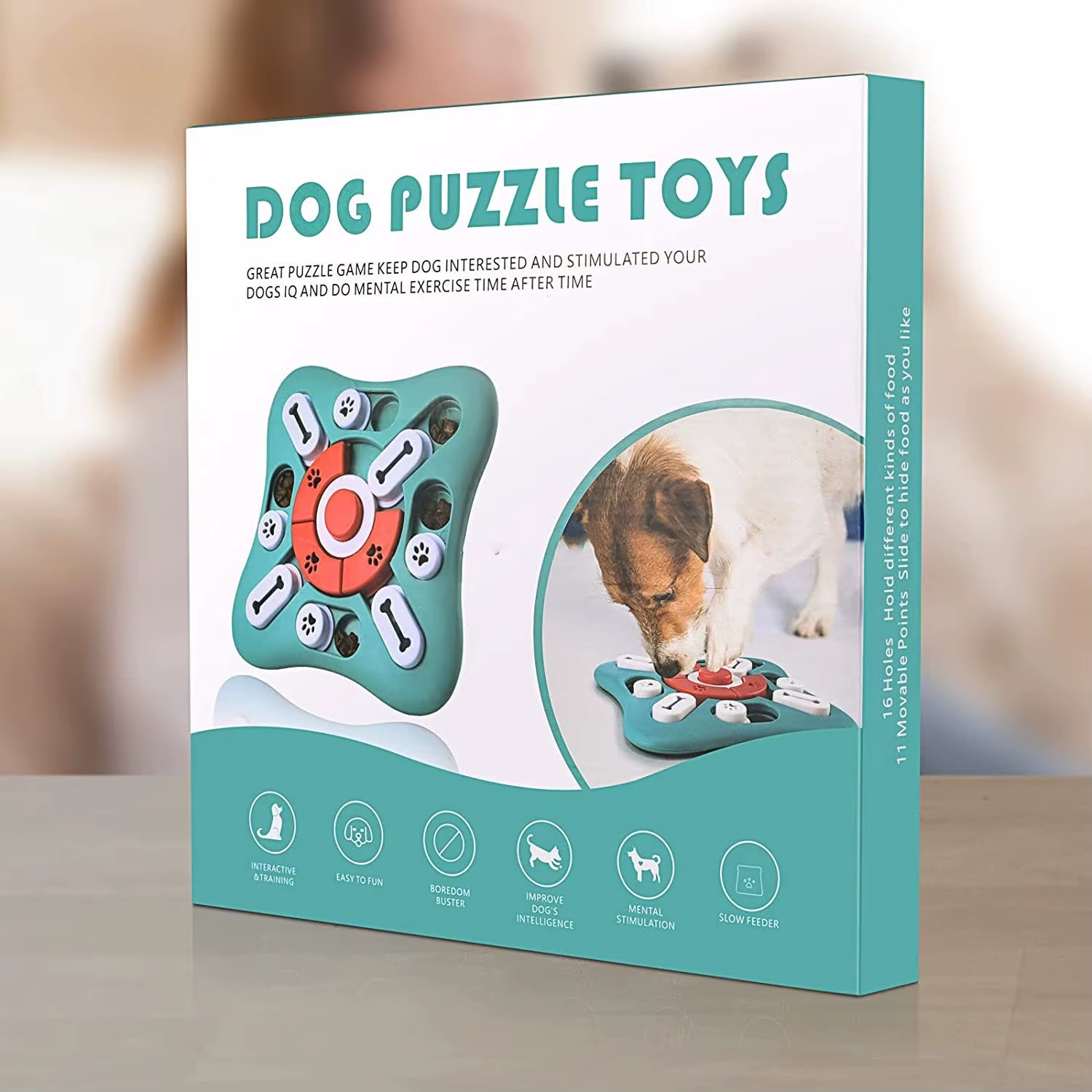 Interactive Dog Puzzle Toys Pet Squeaky Treat Dispensing Slow